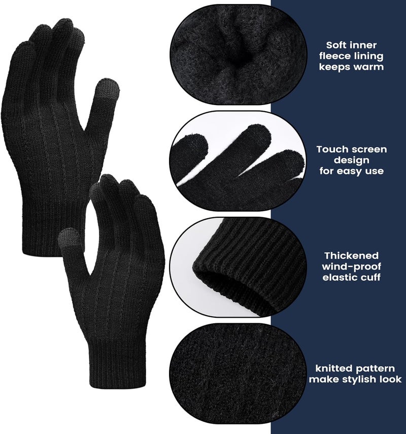 Premillow Women Winter Hat Beanie+Long Scarf+Touch Screen Gloves Set, Warm Clothes Set with Knit Fleece Lined for Women/Men Winter - Image 3